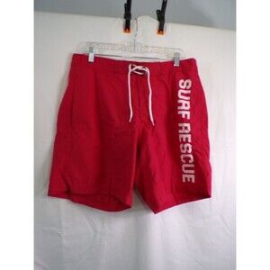 Sunsations Men's Swim Board Shorts SURF RESCUE Red XL Drawstring Quick Dry